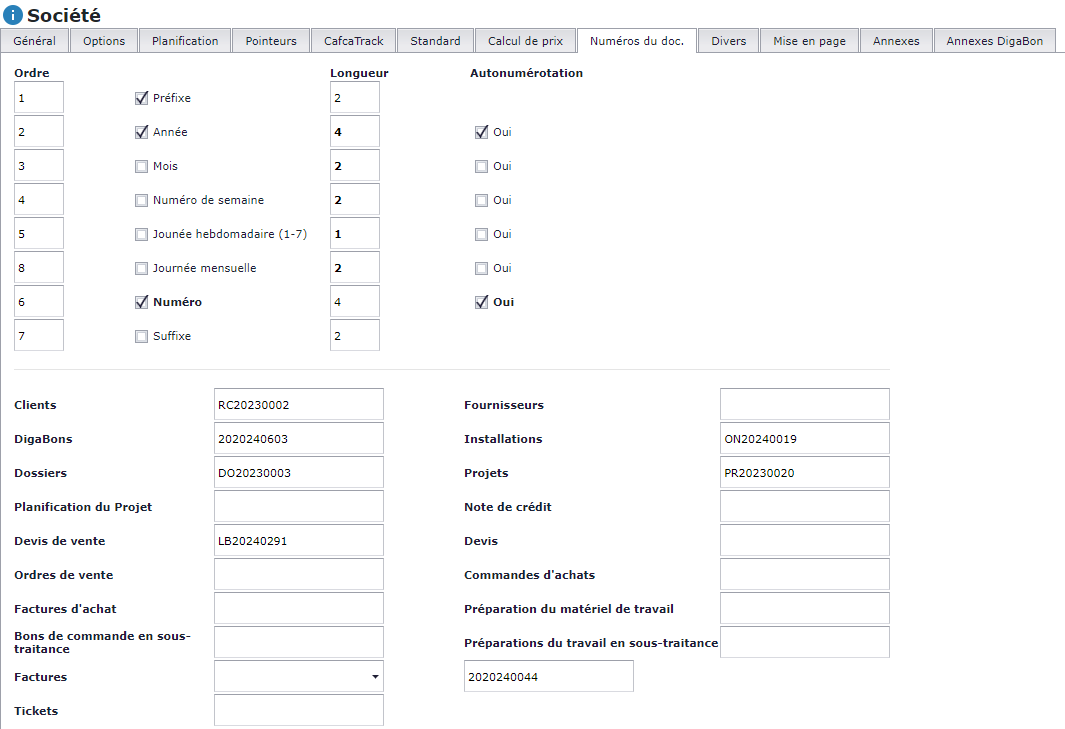 Vous pouvez définir vous-même ce numéro dans Paramètres, Entreprise,
doc.
Numéros