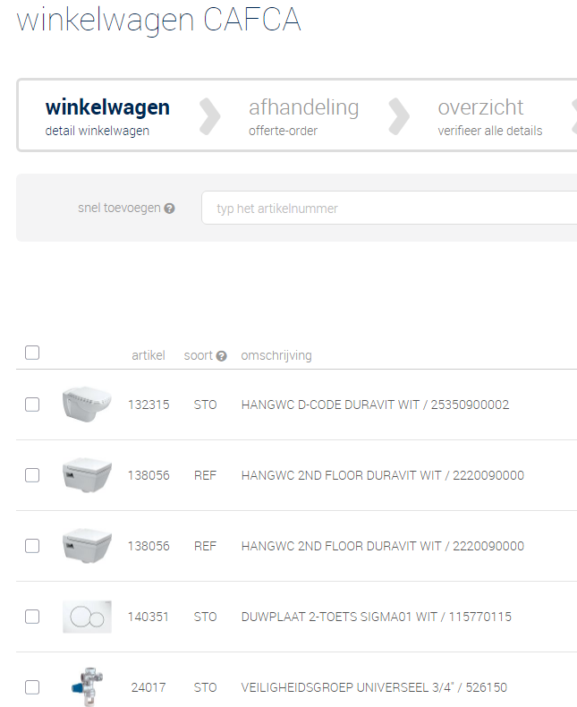 Ziehier een gevuld winkelmandje van
Desco
